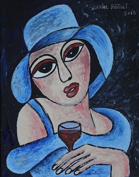 Frau mit Weinglas